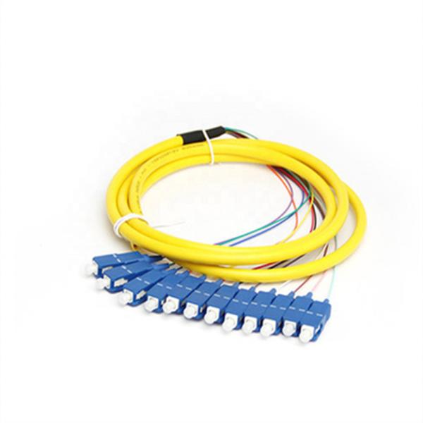sc fiber optic patch panel 12 core fan out fiber optic colored pigtail