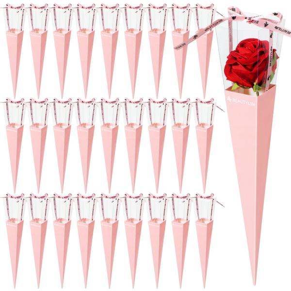 Handmade Custom Cut Valentine's Day Rose Sleeves in Gravure Printed Kraft Paper Bag