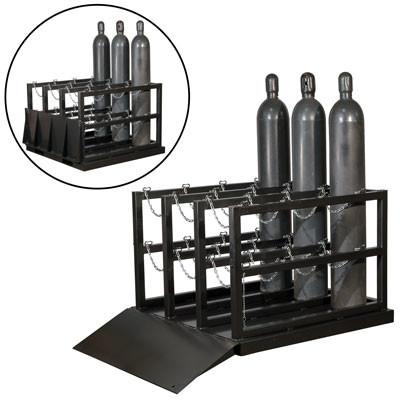 Black Gas Cylinder Rack Fabrication 2 Tanks Oxygen Cylinder Storage Racks