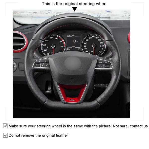 Blue Suede Black Thread Steering Wheel Cover for Seat Leon Cupra R Leon ST Ateca FR Ibiza 13-19