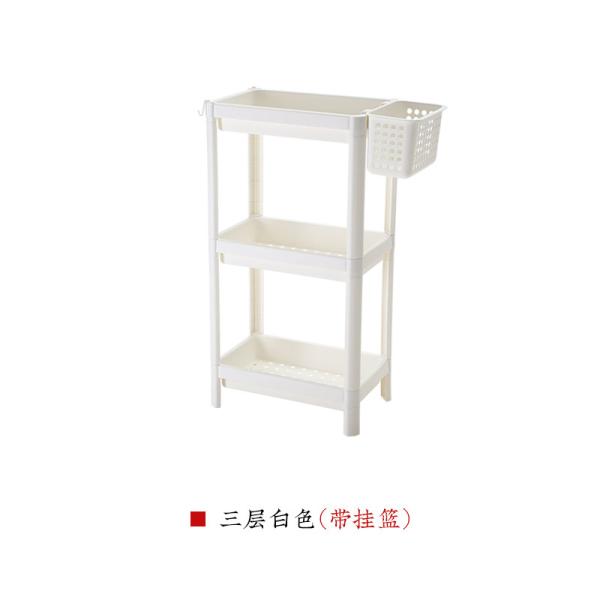 H70.5cm Plastic Organizer Shelf With Basket Plastic Shelving For Bathroom
