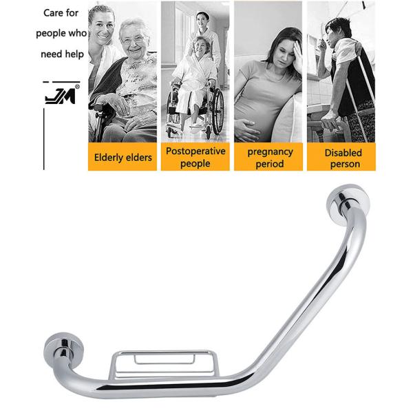 135 Degree Angled Bathroom Safety Handles Grab Bar With Matte Black Finish