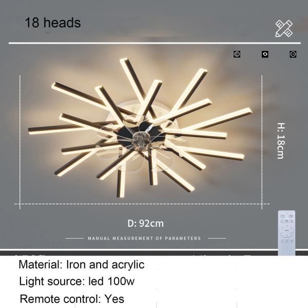 Bedroom Remote Control Reversible Blades Fans Led Invisible branch Ceiling Fan Lamp (WH-CLL-79)