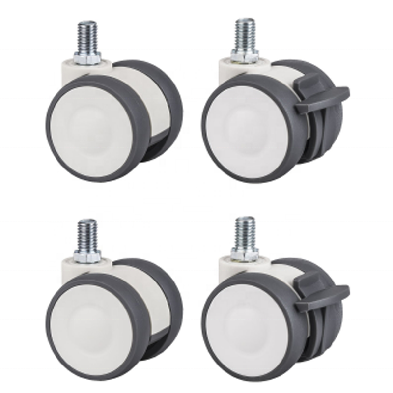 2 Inch Threaded Stem Swivel Caster, Nylon Wheel for Furniture & Light Equipment