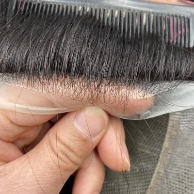 Stock AUSTRIA STYLE Good Quality Natural Hairline Man Wigs Hair System Natural 100% Human Hair Toupee For Men
