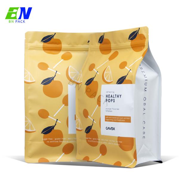 Coffee Bags  8 sides sealed Flat Bottom Pouches  craft paper/PLA With Zipper top