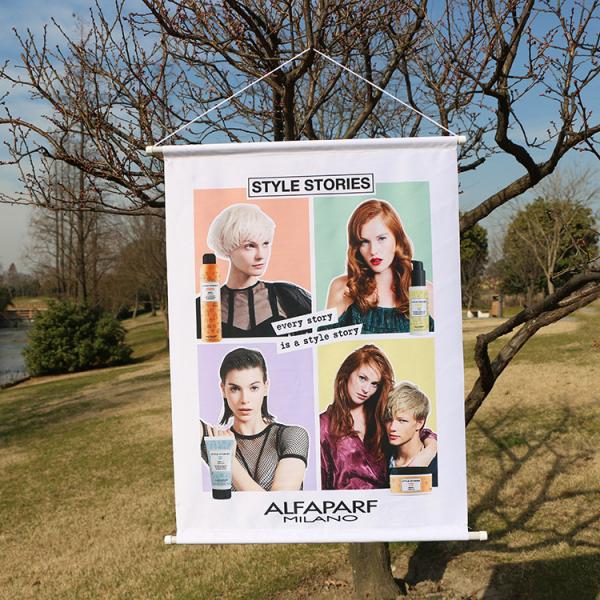 Hanging Personalized Advertising Flags Wind - Resistant Colorful Easy Installation