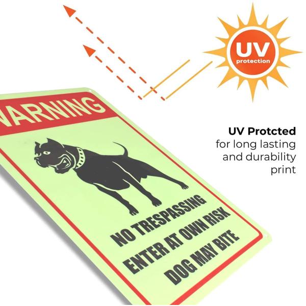 Yards Warning Photoluminescent Safety Products Aluminum Beware Of Dog Symbol
