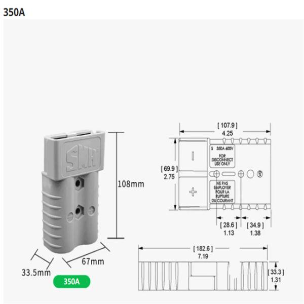 Соединители стиля ROHS универсальные Андерсона, штепсельная вилка заряжателя батареи грузоподъемника 350A 600V