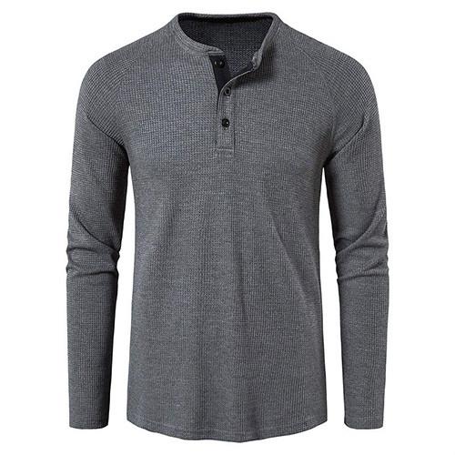 Spring And Autumn 95% Polyester Solid Long Sleeve Round Collar T-Shirt For Men