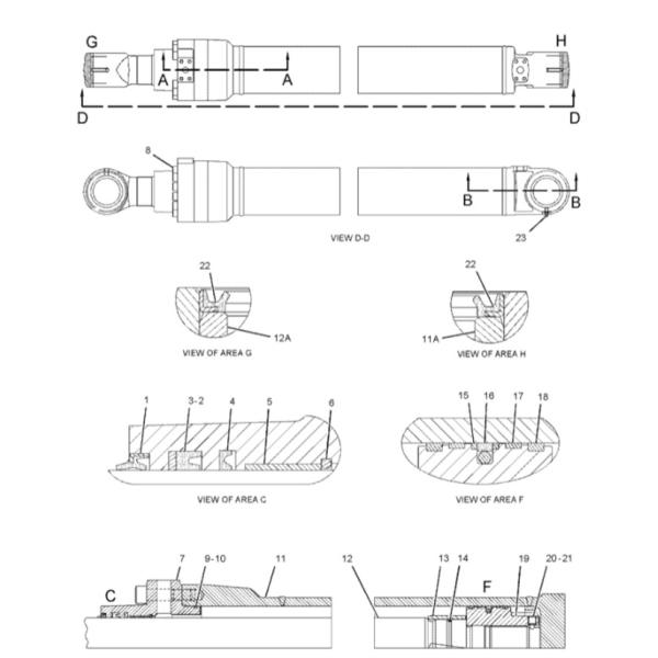 E320D Boom 247-8868 Cylinder Repair Kit Caterpillar Excavator Parts