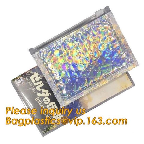 k Bubble Bag Zipper Padded Bag with LOGO for Cosmetic,custom colorful metallic bubble zipper bag Packaging Cosmeti