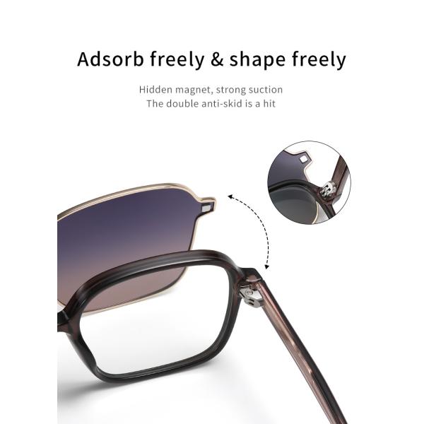 Unisex зажим на магнитных солнечных очках для женщин поляризовывал квадрат УЛЬТРАФИОЛЕТОВОЙ защиты ретро