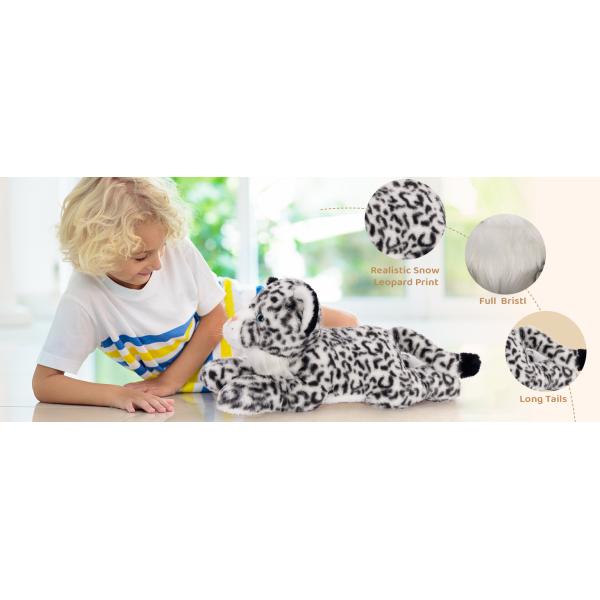 Christmas Birthday Gift Set 4pcs Snow Leopard Stuffed Animals Cheetah Plushies 3 Cubs Mama Baby Cheetah Girls and Kids