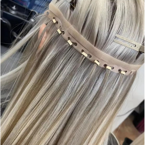 Butterfly Weft XO Human Hair Extensions Cuticle Aligned Human Hair Invisible Hole Weft Hair Extension With Free Mico Beads