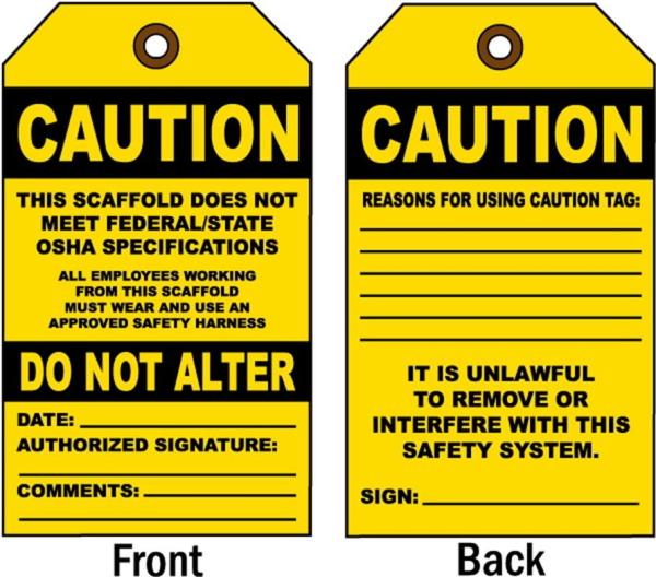 Plastic Caution Tag Yellow Die Cutting Waterproof PVC Safety Tag for Equipment Identification