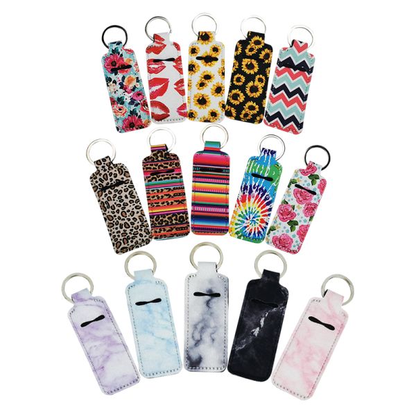 Sublimatoin Lip Gloss Holder Keychain Diy Photo Printing Neoprene Chapstick Sleeve Lipstick Lip Balm Holder
