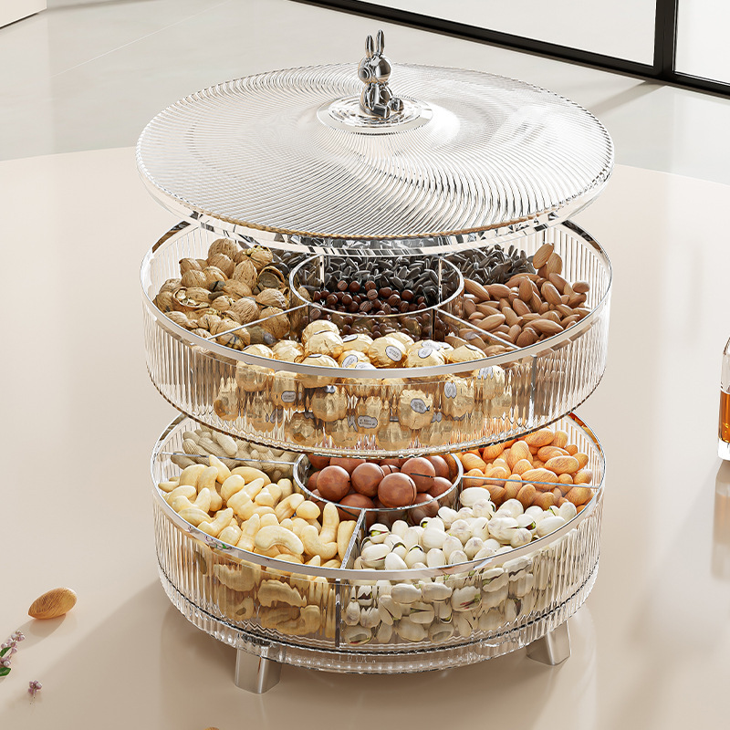 Light Luxury Multi-Layer Stackable Storage Box Household Living Room Coffee Table Nut Tray Dried Fruit Storage Box for Food