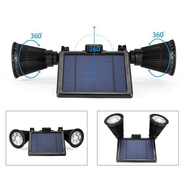 Solar Energy Powered Dual Head Upgraded Double Spotlights 12 LED Outdoor Garden Light