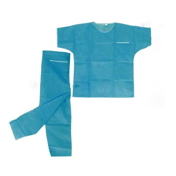 Short Sleeve 40GSM SPP Nonwoven Disposable Scrub Suits With Pocket