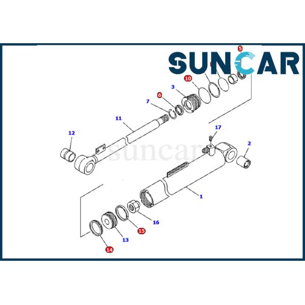 707-99-41130 Dump Bucket Hydraulic Cylinder Piston Seal Kit Fits Komatsu WA180L-3 Wheel Loader