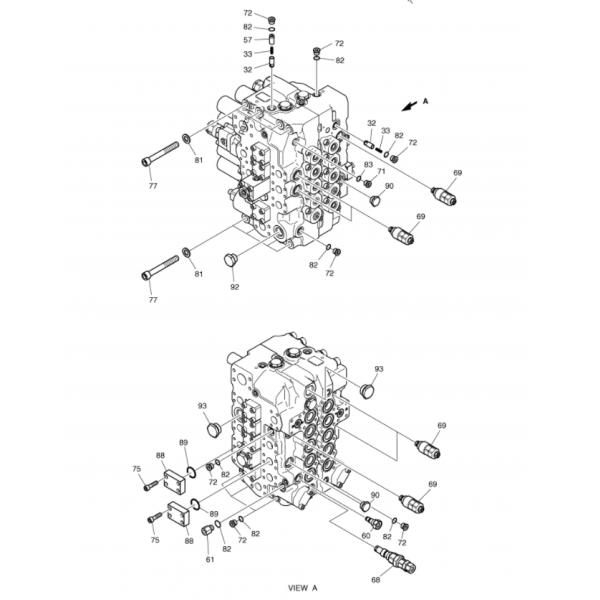 Основа экскаватора SY330 100% KMX15RA распределяет компонент клапана