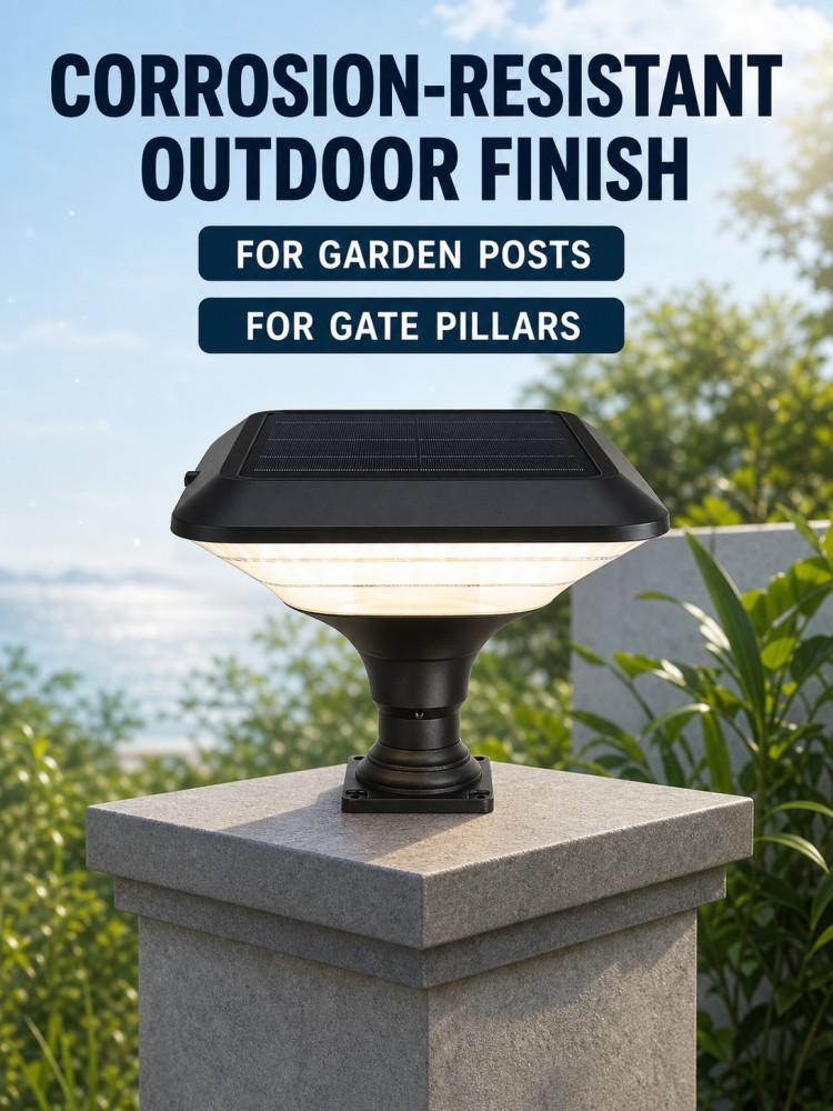 30W Solar Post Top Lights IP65 Waterproof Warm White Pillar Lamp for Landscape Lighting