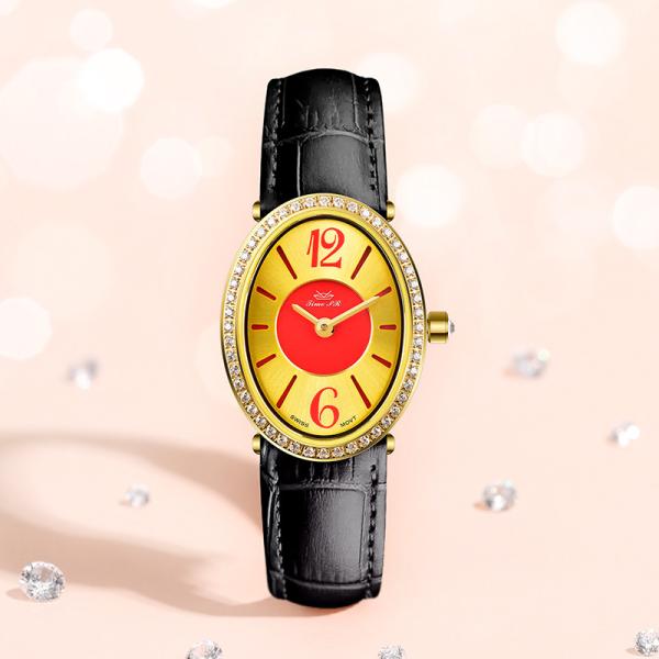 Estojo redondo fashion feminino relógio de quartzo pulseira luxo feminino
