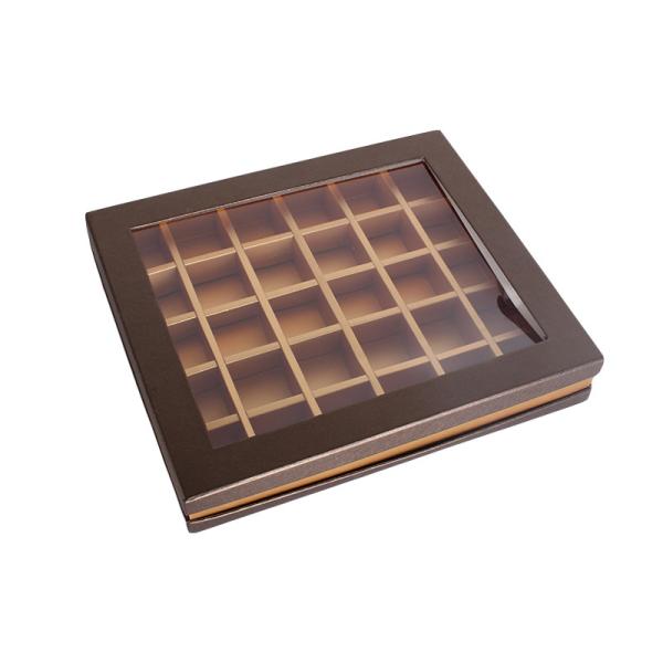 Square 30pcs Chocolate Two Piece Rigid Box PVC Display Window