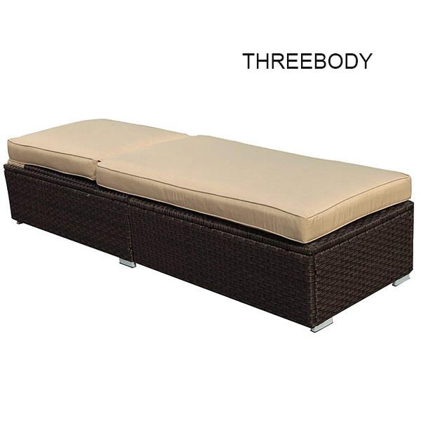 Brown Wicker Outdoor Patio Sectional Sofa Set , Modern Patio Furniture Beige Seat Lounge Chair