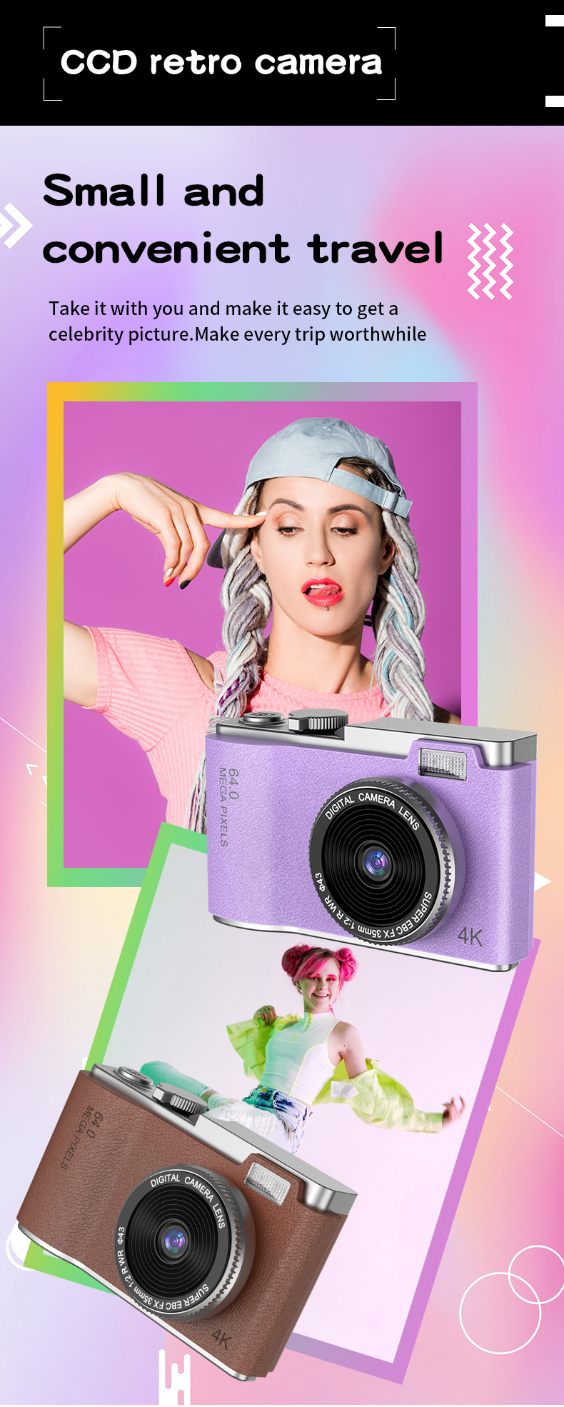 DLC 4K Ultra HD Flip Screen CCD Camera with 7.1x-16x Optical Zoom & 2.4