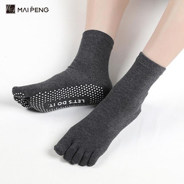 Custom Soft Cotton Non Slip Yoga Socks For Women Five Toe Grip Yoga Socks
