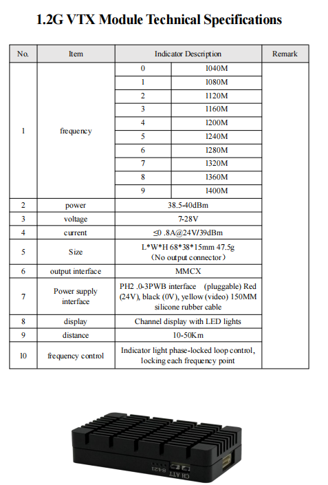 1.2GHZ 9CH Drone FPV VTX Video Transmitter 1040MHz-1400MHz For Versatile