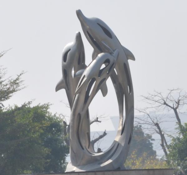 Large Abstract Mirror Stainless Steel Garden Sculpture Sandblasting Customized