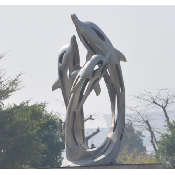 Large Abstract Mirror Stainless Steel Garden Sculpture Sandblasting Customized