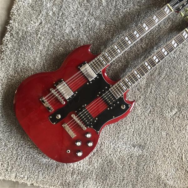 Custom high quality 12 string+6 string double head electric guitar in Wine red Red SG guitar Gold hardware