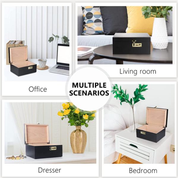 Customize Luxury Solid Wood Box  Eco-friendly Wooden Decorative Boxes with Hinged Lid Black Wooden Box