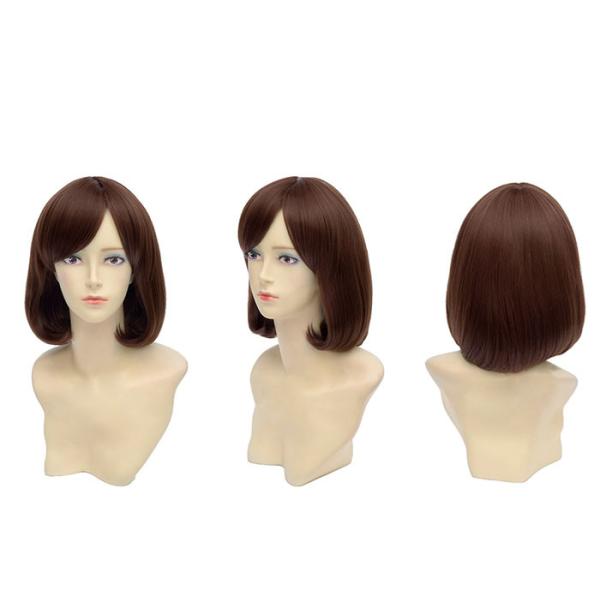 Short Wave Pure Brown Synthetic Hair Wigs For Lady / Heat Safe Synthetic Wigs
