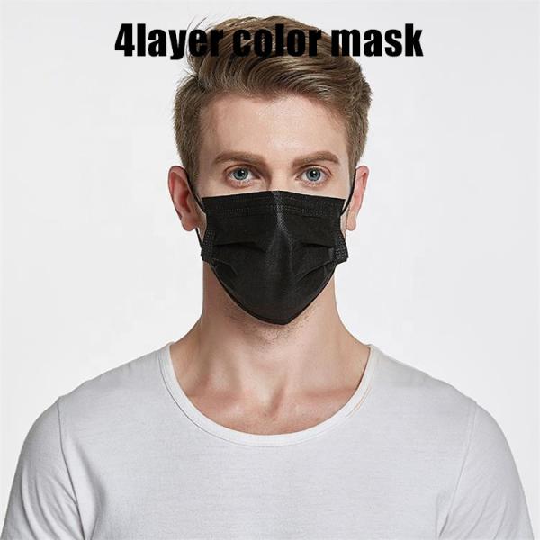 General medical supplies disposable black surgeon mask 4 ply protective hospital surgical mask black face mask
