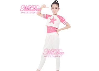 MiDee Girl White Dance Outfits Spandex Hip Hop Dance Dress Gym Suit