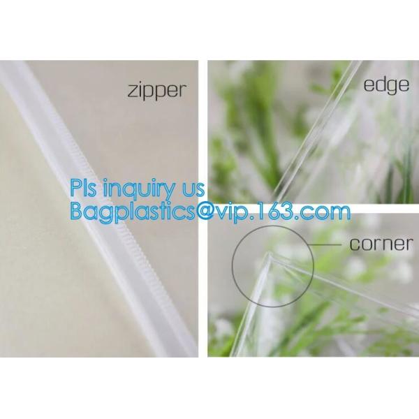 Horizontal Style Top Slider Closure Zip PVC Pack Bag for Tower Clothing Pack Clear and Frosted Sides, PVC / EVA / TPU zi
