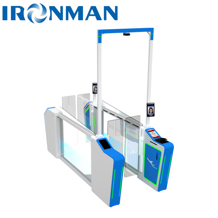 SUS201 Stainless Steel AB Interlocking Turnstile - 10MM Tempered Glass Heavy-Duty Access Control