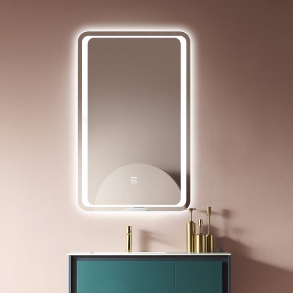 Hardwired Bathroom Mirror With LED Light , Illuminated Lighted Bathroom Vanity Mirror