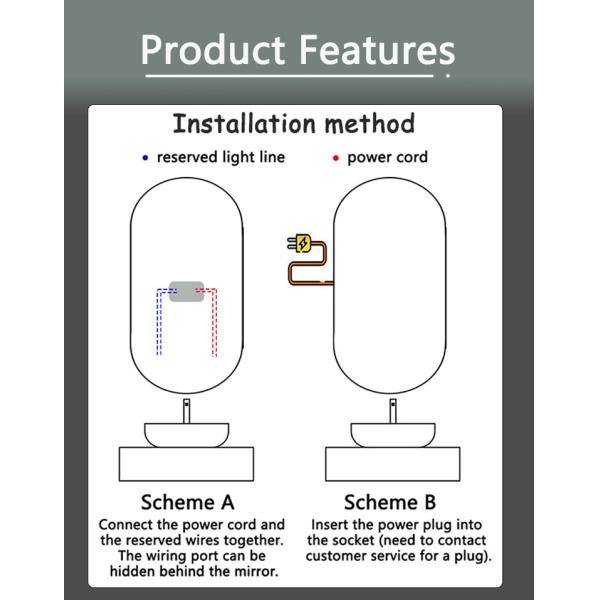 Гостиница Домашнее ванное декорация светодиодные освещенные трехцветные огни водонепроницаемое зеркало