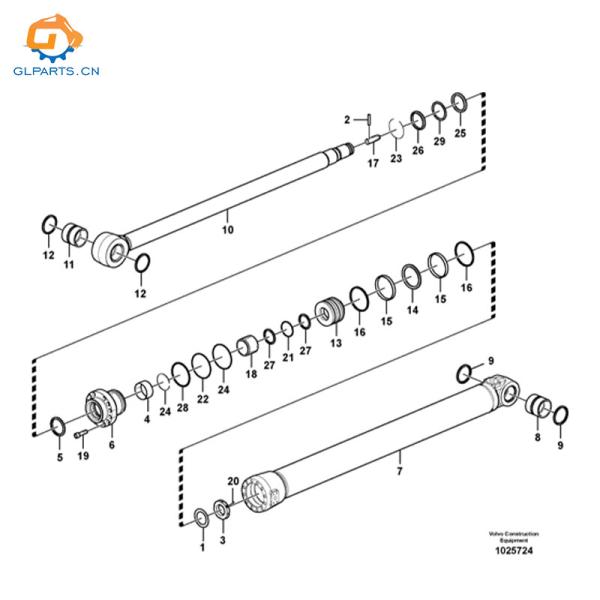 VOE14595214 VOE 14595214 Dipper Arm Cylinder For Volvo EC460B EC460 Excavator Hydraulic Parts
