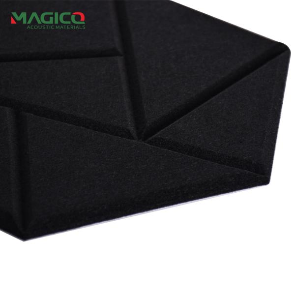Self-Adhesive Hexagon Polyester Fiber Acoustic Panels Easy Cutting Black Wall Panels