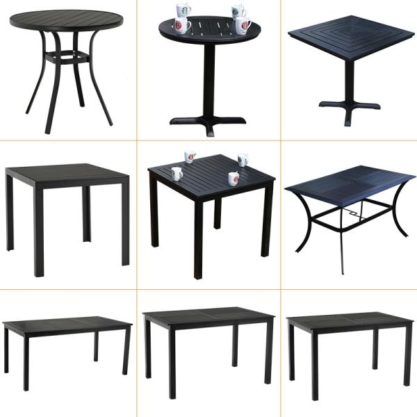 Poolside Plastic Wood Furniture Aluminum Frame Dining Table and Chairs for Courtyard Garden Set