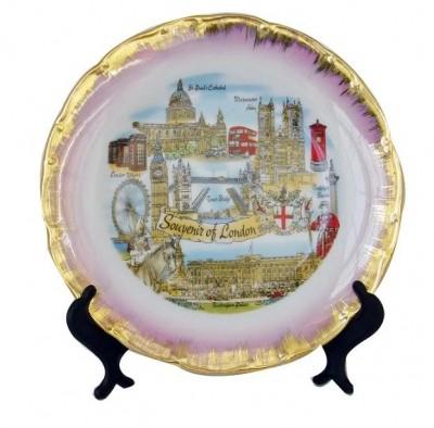 Ceramic decorated plates with display holder