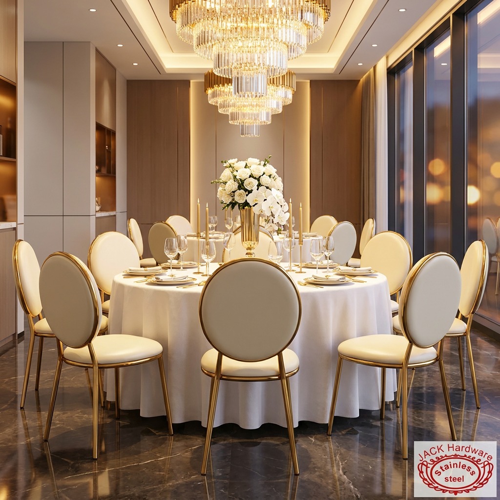WENDING Gold Round Drum Fully-Upholstered Dining Chair – Modern Luxury Hotel Restaurant Chair