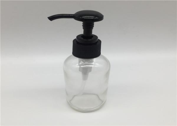 4oz Boston Round Glass Dispenser Bottle With Plastic Pump for  disinfectant , hand wash disinfectant bottle